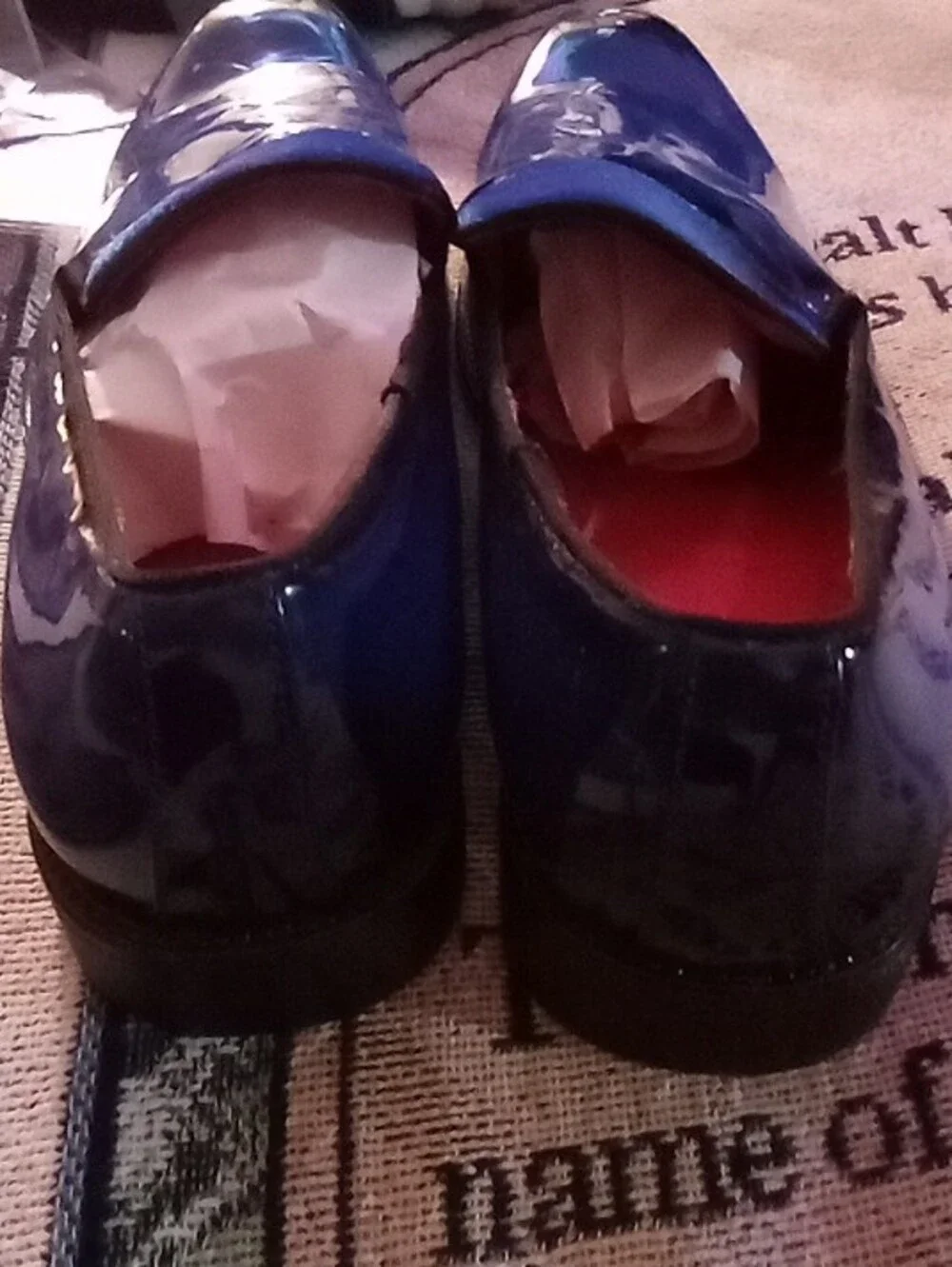 Mens Glossy Navy Slip-On Loafers